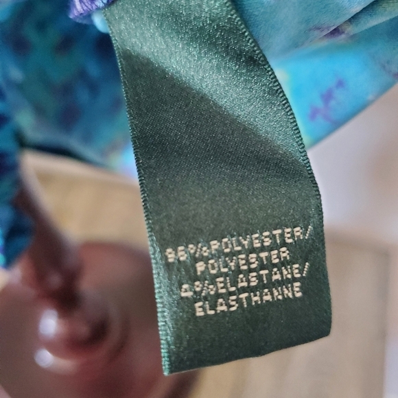 Ralph Lauren size 14 blue and green faux wrap dress 👗 - Picture 7 of 10